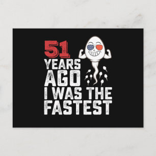 Cartão Postal Aniversário de 51 Anos Atrás Eu Era o Mais Rápido