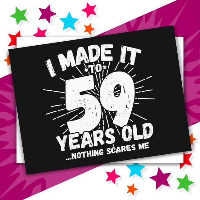 Cartão Postal Aniversário de 59 Anos Meme Engraçado Sarcástico (Criador carregado)