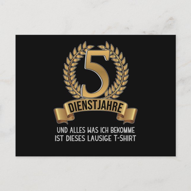 Cartão Postal Aniversário de 5 anos de empresa do funcionário (Frente)