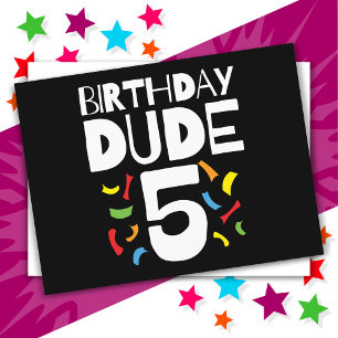 Cartão Postal Aniversário de 5 anos do menino Festa de aniversár