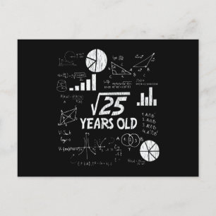 Cartão Postal Aniversário de 5 anos Raiz Quadrada Matemática Pre