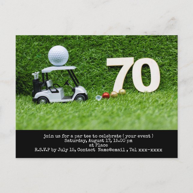 Cartão Postal Aniversário de 70 anos de Golfe salvar a data para (Frente)