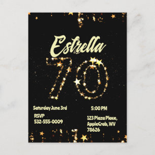 Cartão Postal Aniversário de 70 anos Idosos Digital Festa Elegan