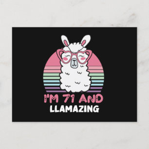 Cartão Postal Aniversário de 71 anos Llamazing Llama Presente de
