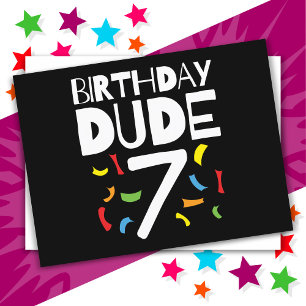 Cartão Postal Aniversário de 7 anos Festa de Aniversário de Meni