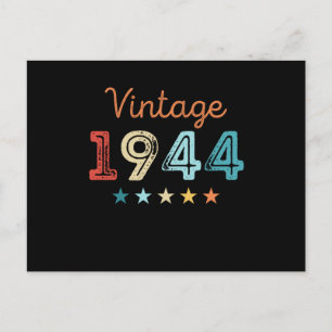 Cartão Postal Aniversário de 80 anos Vintage 1944 Presente Retro