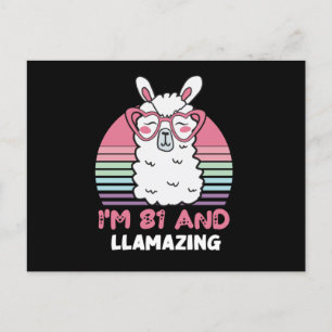 Cartão Postal Aniversário de 81 anos Llamazing Llama Presente de