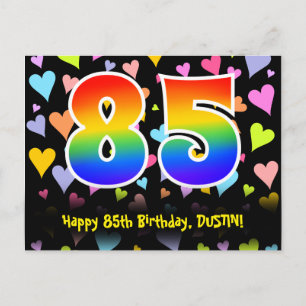Cartão Postal Aniversário de 85 anos: Padrão Corações Divertidos