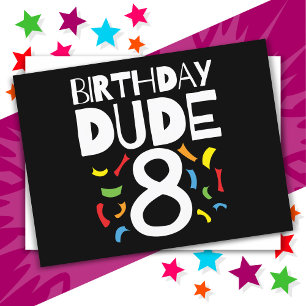 Cartão Postal Aniversário de 8 anos do menino Festa de aniversár