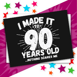 Cartão Postal Aniversário de 90 Anos Sarcástico Meme Divertido