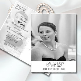 Cartão Postal Aniversário de 90 Birthday Elegant Photo Monograma
