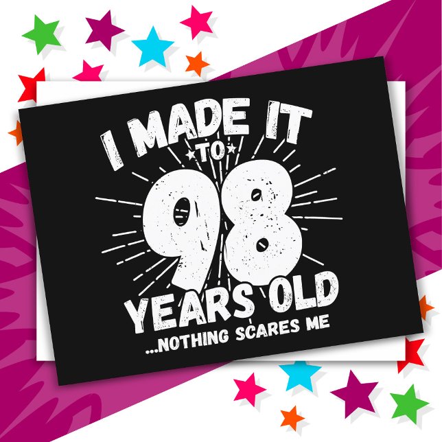 Cartão Postal Aniversário de 98 Anos Meme Sarcástico Engraçado (Criador carregado)