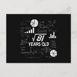 Cartão Postal Aniversário de 9 anos Raiz Quadrada de 81 - 9 Anos