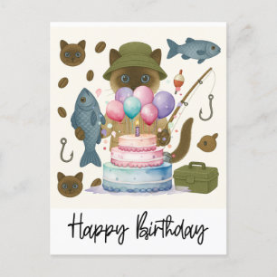 Cartão Postal Aniversário de amantes da pesca 