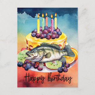 Cartão Postal Aniversário de amantes da pesca