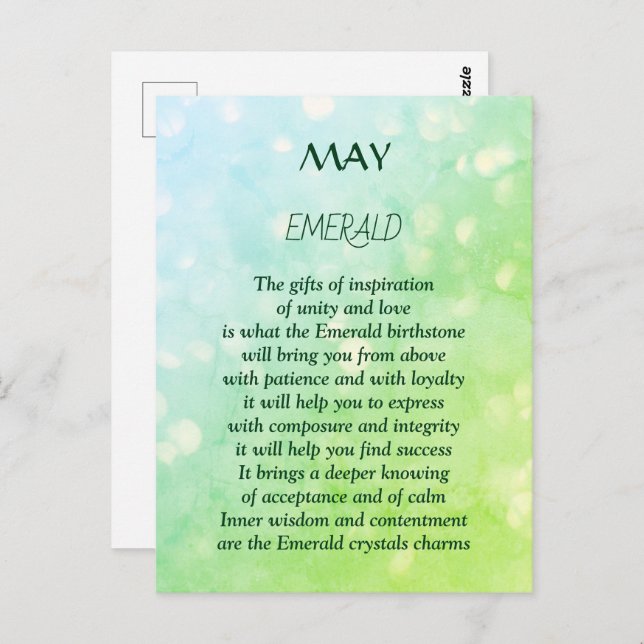 Cartão Postal Aniversário de aniversário Emerald  (Frente/Verso)