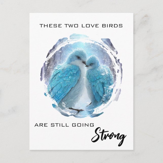 Cartão Postal *~* Aniversário de Arte Pássaros do Amor AP54 (Frente)