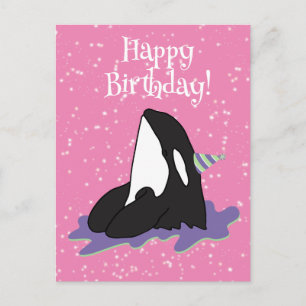 Cartão Postal Aniversário de Baleia Assassina Orca Personalizáve