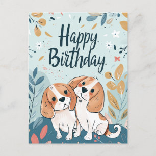 Cartão Postal Aniversário de Beagle Fofo