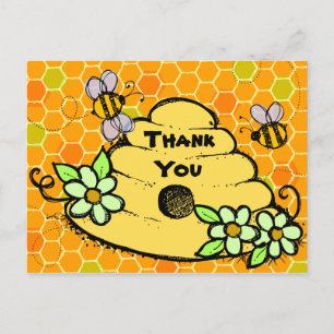 Cartão Postal Aniversário de Beehive e Bebês Obrigado Cartaz
