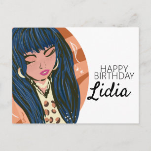Cartão Postal Aniversário de Blogueira Fashionista Beleza Mulher