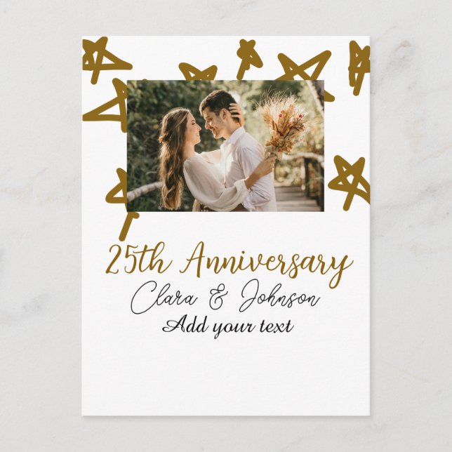 Cartão Postal Aniversário de casamento adicionar nome ano imagem (Frente)