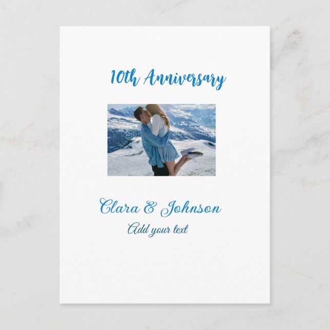 Cartão Postal Aniversário de casamento adicionar nome ano imagem (Frente)