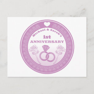 Cartão Postal Aniversário de casamento com visual em renda para 