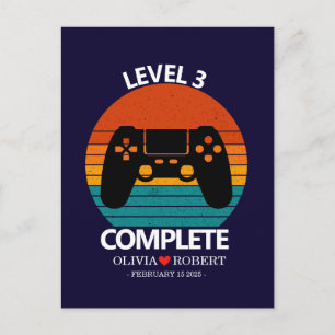 Cartão Postal Aniversário de Casamento de 3 Anos Video Game Retr