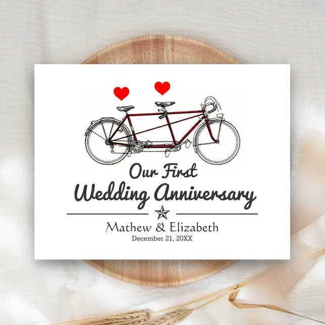 Cartão Postal Aniversário de Casamento Personalizado da Biciclet (Criador carregado)