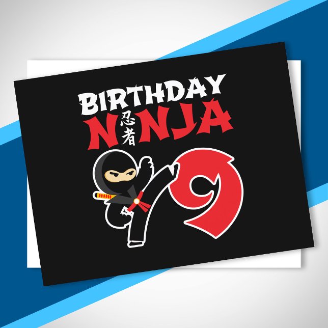 Cartão Postal Aniversário de criança Ninja - Tema de Partido com (Criador carregado)