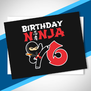 Cartão Postal Aniversário de criança Ninja - Tema de Partido com