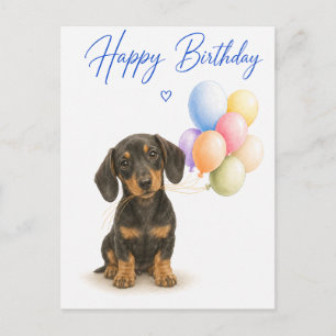 Cartão Postal Aniversário de Dachshund