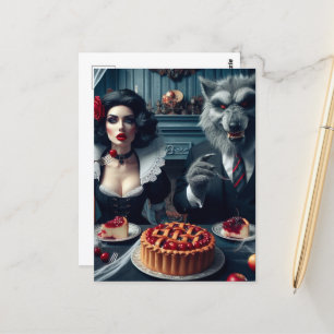 Cartão Postal Aniversário de Fantasia Sombria da Branca de Neve 