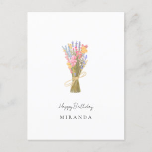 Cartão Postal Aniversário de Flores Selvagens Simples