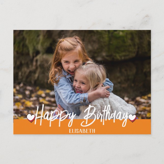 Cartão Postal Aniversário de Foto da Família Simples Personaliza (Frente)