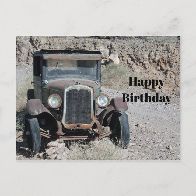 Cartão Postal Aniversário de Foto de Carro Rujado Russo (Frente)
