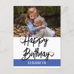 Cartão Postal Aniversário de Foto de Família Simples Personaliza