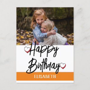 Cartão Postal Aniversário de Foto de Família Simples Personaliza