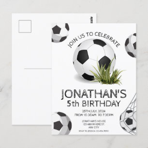 Cartão Postal Aniversário de Futebol Preto Verde
