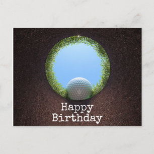 Cartão Postal Aniversário de golfe com tema de golfe
