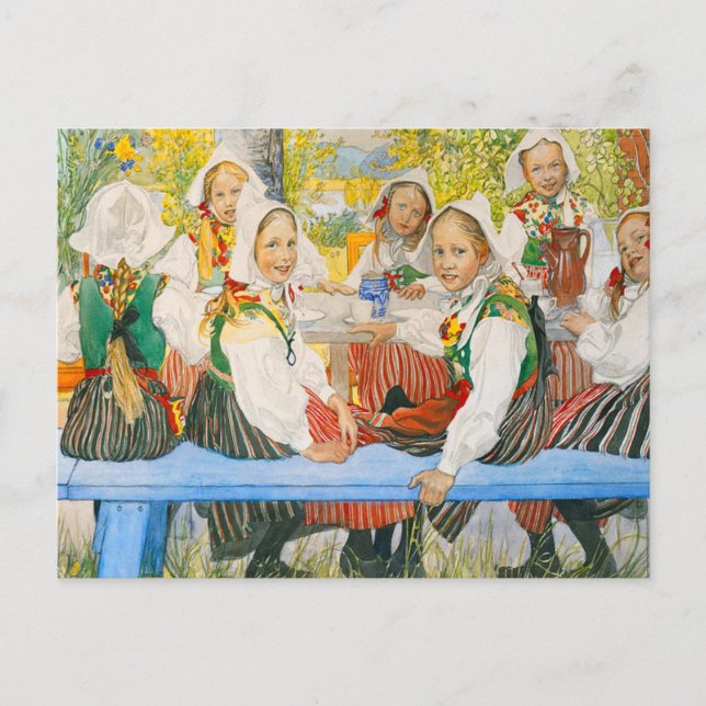 Cartão Postal Aniversário de Kersti por Carl Larsson (Frente)