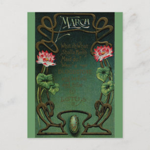 Cartão Postal Aniversário de Março com Lotus e Bloodstone