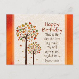 Cartão Postal Aniversário de Outono Inspirador Bíblia Salmo 118: