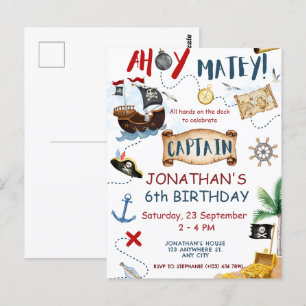 Cartão Postal Aniversário de Pirata Bonitinho