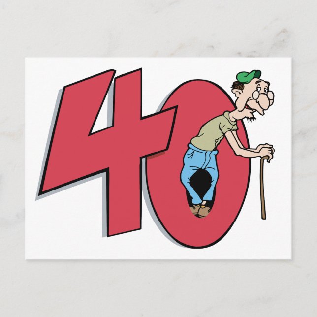 Cartão Postal Aniversário de quarenta e quarenta anos (Frente)