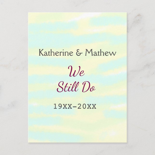 Cartão Postal Aniversário de renovação de Vow do greenpastel ama (Frente)