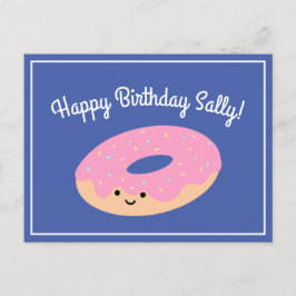Cartão Postal Aniversário de Rosquinha Rosa