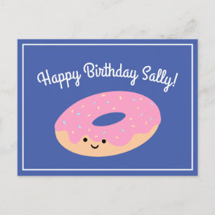 Cartão Postal Aniversário de Rosquinha Rosa