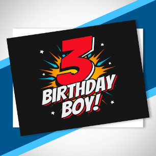 Cartão Postal Aniversário de Super-Herói - 3 Anos - 3º Aniversár